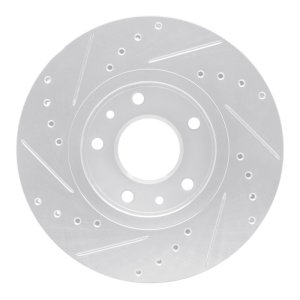 Nissan Sentra Brake Rotor (1) - Front Right - R1 Concepts - Drilled & Slotted - Silver - `20-`25